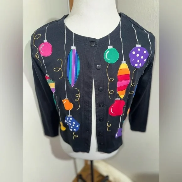 Bechamel Holiday Spirit Button Up Cardigan Vintage Sweater Size Small - Picture 7 of 14